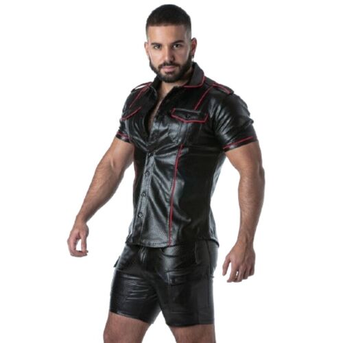 LOCKER GEAR - PUNCH HOLE LEATHERETTE CAMISA ROJO S