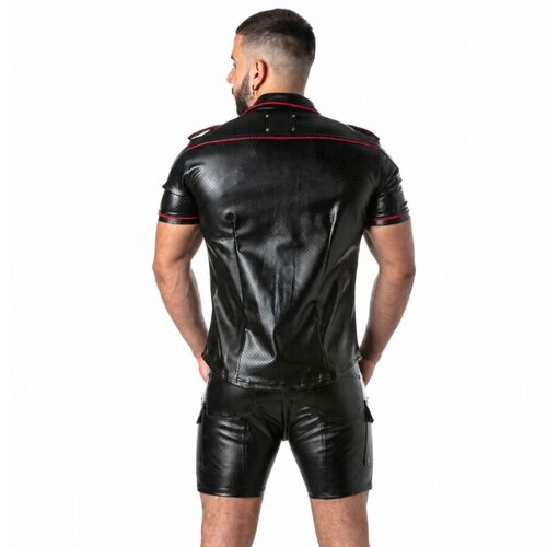 LOCKER GEAR - PUNCH HOLE LEATHERETTE CAMISA ROJO S