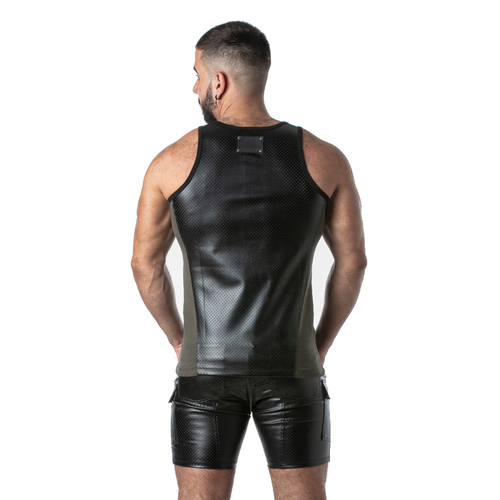 LOCKER GEAR - PUNCH HOLE LEATHERETTE CAMISETA DE TIRANTES CAQUI S