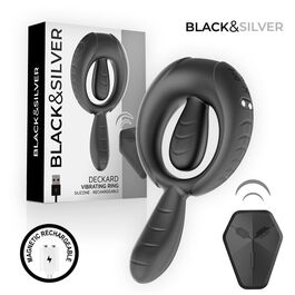 BLACK & SILVER - DECKARD ANILLO VIBRADOR RECARGABLE CON CONTROL REMOTO NEGRO
