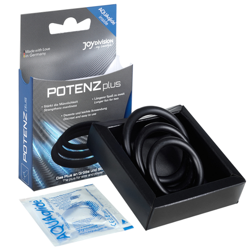 POTENZPLUS KIT DE 3 ANILLOS PARA EL PENE (S, M, L) NEGRO