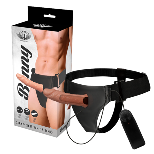 HARNESS ATTRACTION ÁRNES HUECO BENNY CON VIBRADOR 17 X 4.5CM