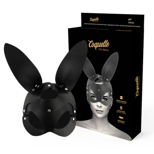 COQUETTE  MASCARA CUERO VEGANO CON OREJAS DE CONEJO