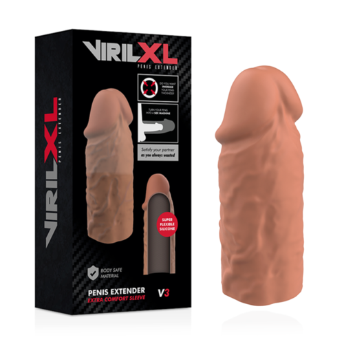 VIRILXL EXTENSION DE PENE SILICONE V3 MARRON