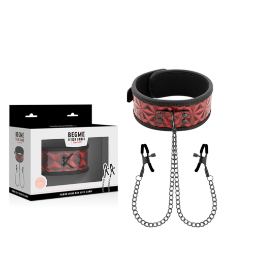 BEGME RED EDITION COLLAR CON CADENAS Y PINZAS PEZONES