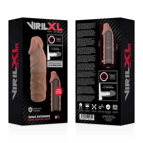 VIRILXL EXTENSION DE PENE SILICONE V5 MARRON