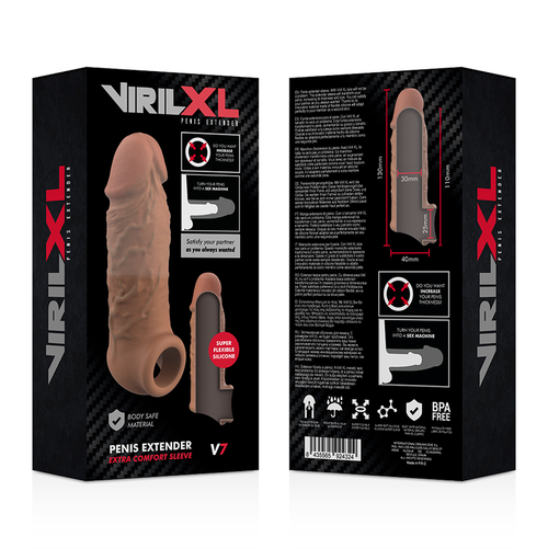 VIRILXL EXTENSION DE PENE SILICONE V7 MARRON