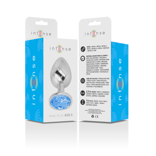 INTENSE - PLUG ANAL METAL CON CRISTAL AZUL TALLA S