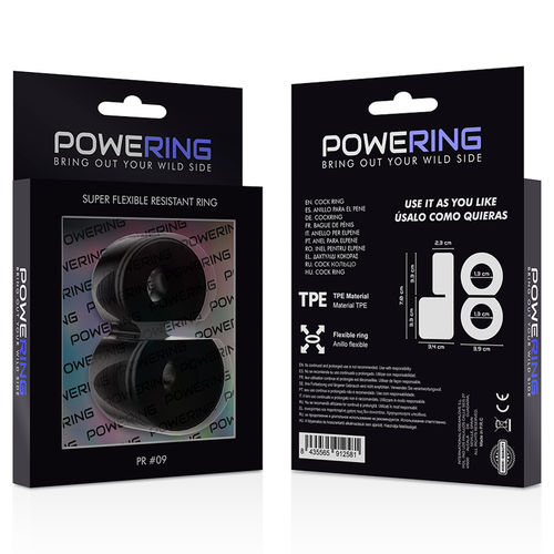 POWERING SUPER FLEXIBLE Y RESISTENTE ANILLO PENE  DOBLE PR12 NEGRO