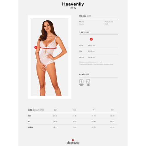 OBSESSIVE - HEAVENLLY CROTCHLESS TEDDY XS/S