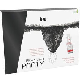 INTT - BRAGA BRASILEÑA NEGRA CON PERLAS Y GEL LUBRICANTE 50ML